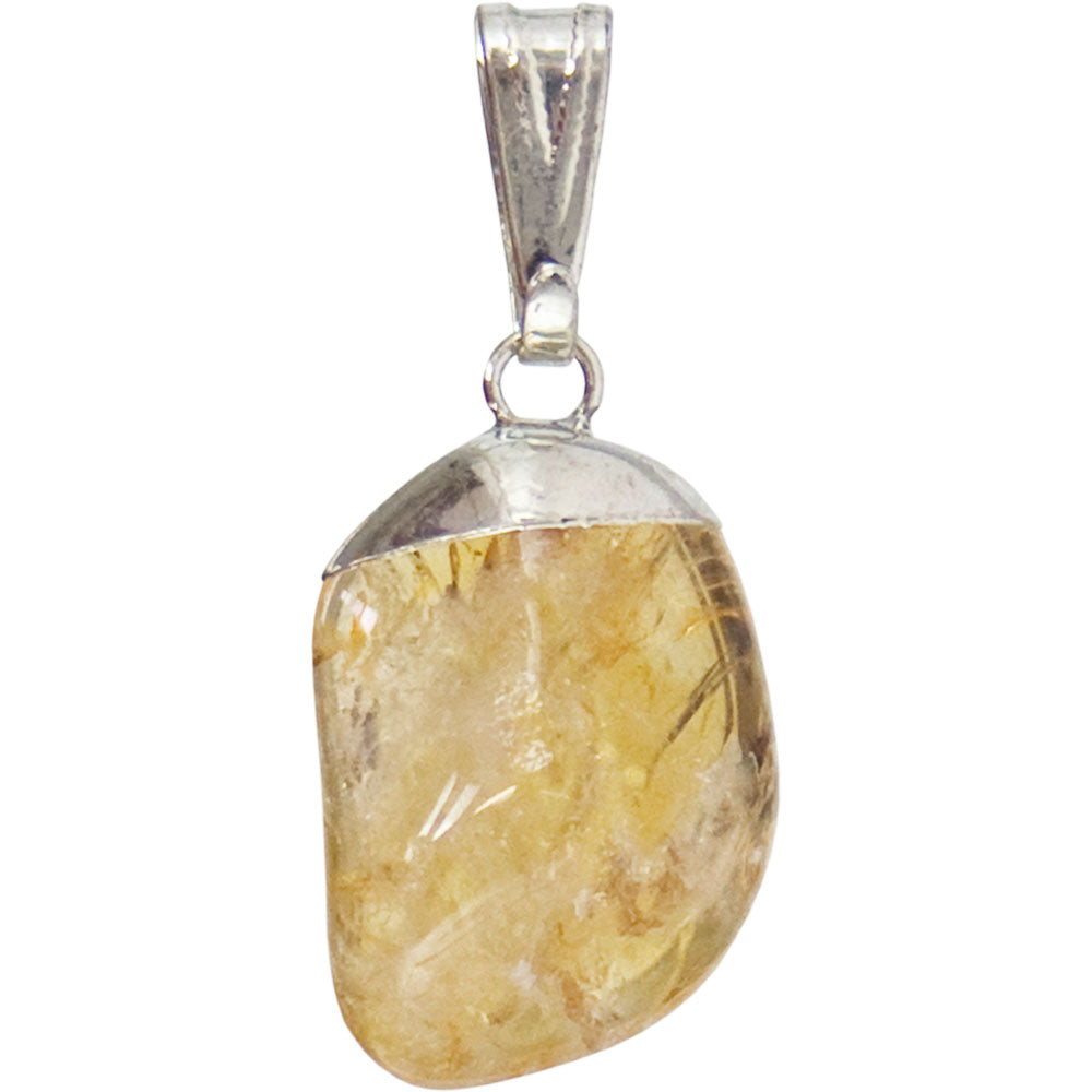 Citrine Pendant – Tumbled Stone with Silver-Plated Cap | Queen City Curio Toronto