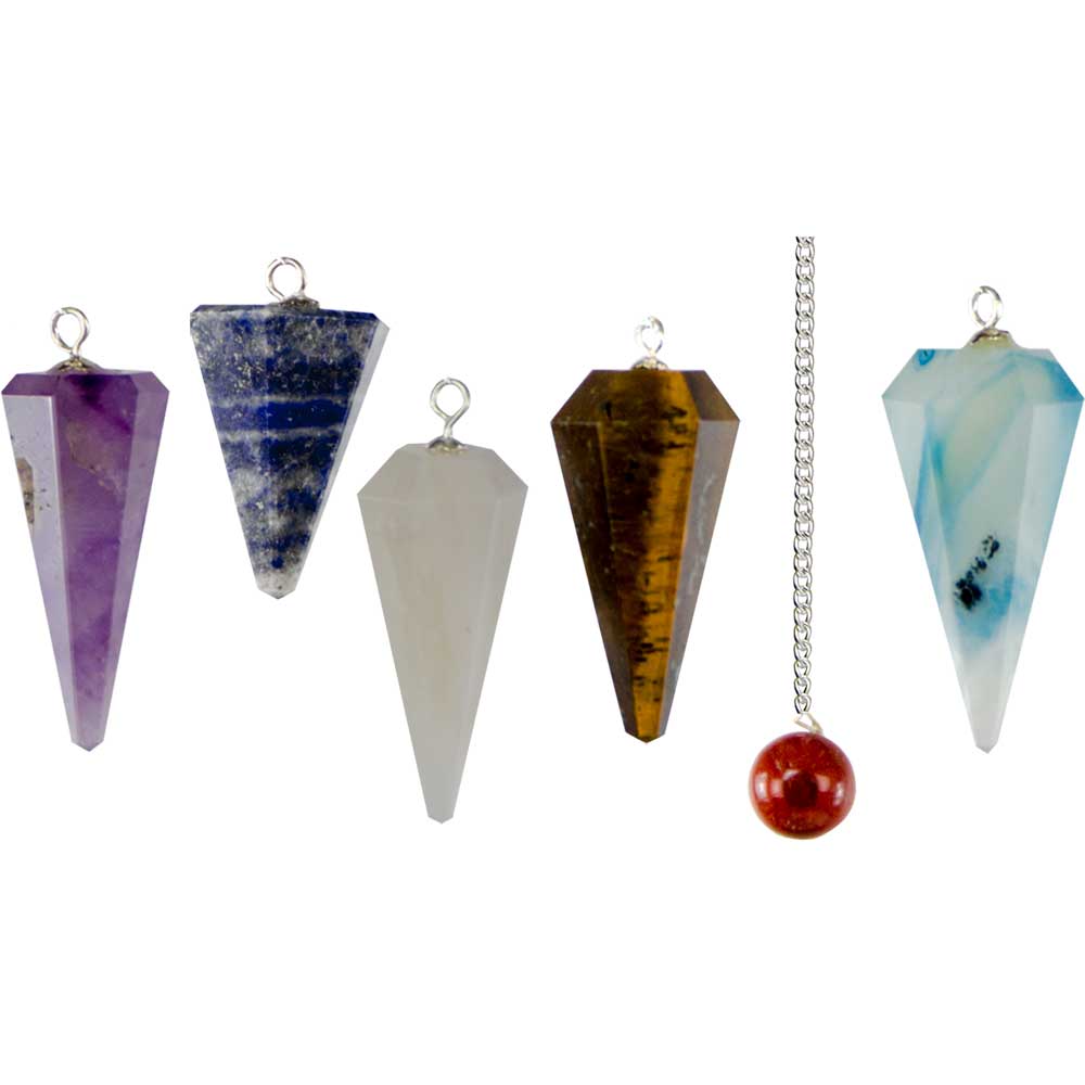 Hexagonal Gemstone Pendulum – Intuition & Chakra Balancing Tool | Queen City Curio Toronto