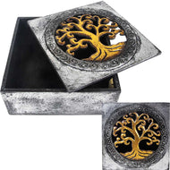 Tree of Life Wooden Box – Hand-Painted 8x8 Jewelry & Tarot Storage | Queen City Curio Toronto