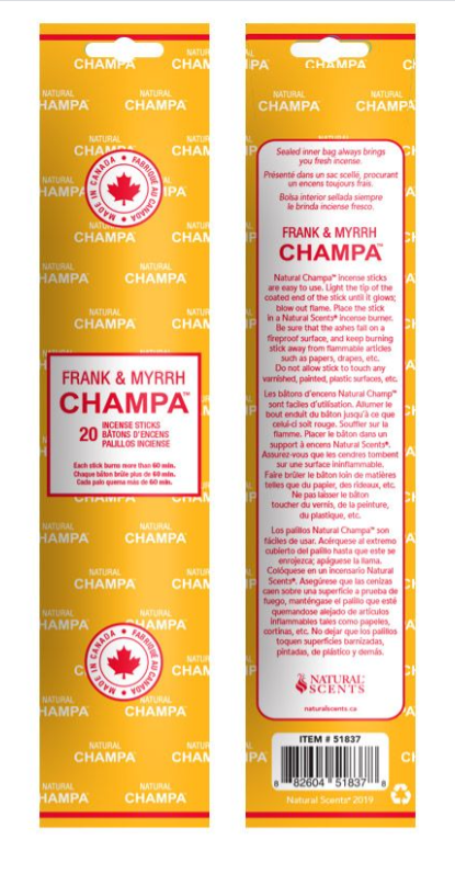 Champa Frank + Myrrh incense on white