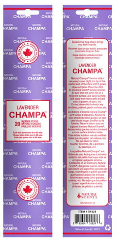Champa Lavender incense on white