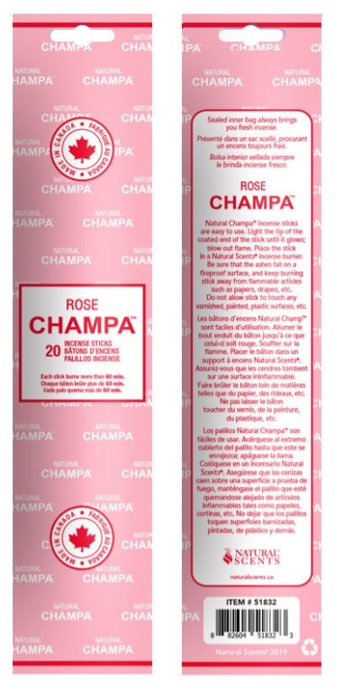 Champa  Rose incense on white