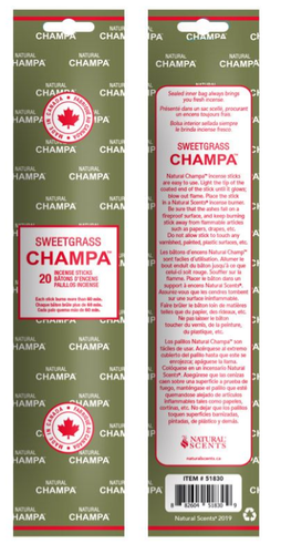 Champa Sweetgrass incense on white