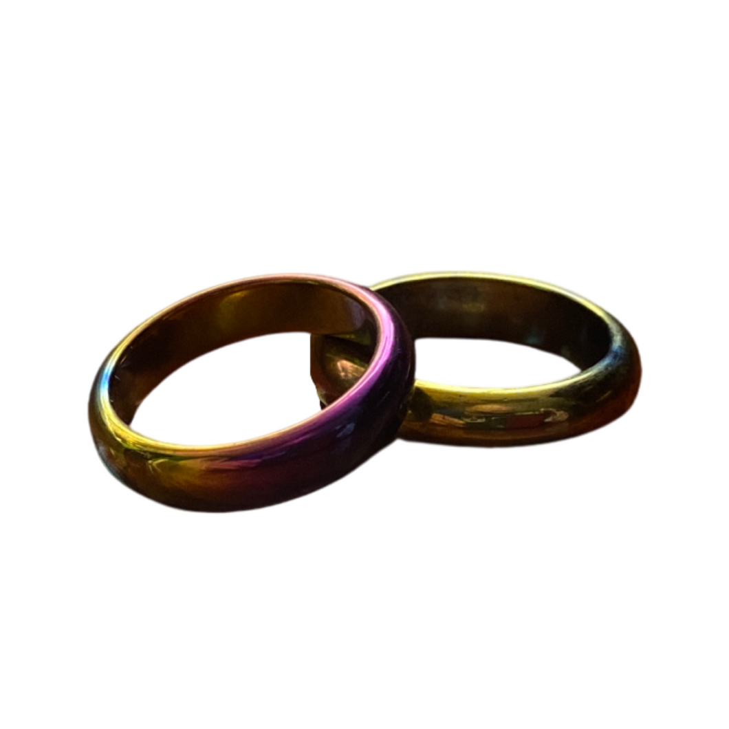 Rainbow Magnetic Hematite Ring